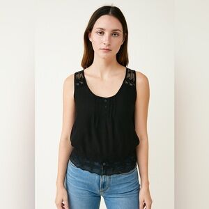 Urban Outfitters “Kimchi Blue” Black Sleeveless Top w Lace Trim